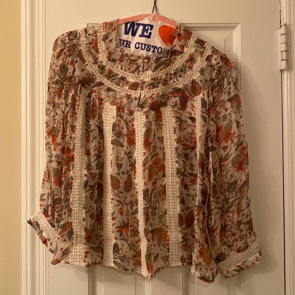 Anthropologie Feather Bone Elena Floral Blouse